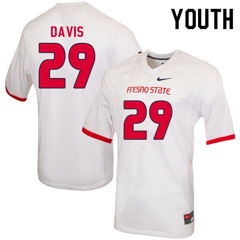 Youth #29 Jayden Davis Fresno State Bulldogs College Football Jerseys Sale-White - Click Image to Close